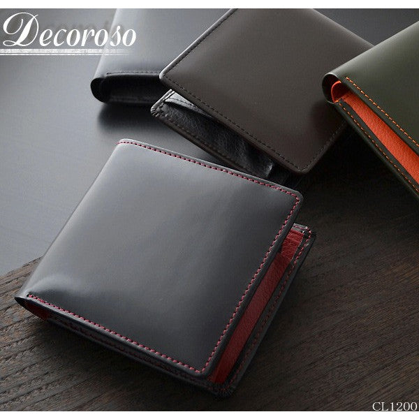 DECOROSO～デコローゾ　メンズ馬革短財布　CL-1200　 ブラウン／ブラック