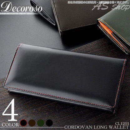 DECOROSO～デコローゾ　メンズ馬革長財布　CL-1201　 ブラック／レッド　1個