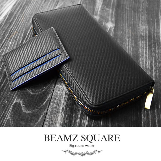 BEAMZSQUARE　カーボンレザーラウンドファスナー大容量長財布 BS-88508 1個