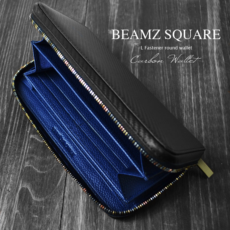 BEAMZSQUARE　カーボンレザーラウンドファスナー大容量長財布 BS-88508 1個