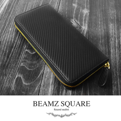 BEAMZSQUARE　カーボンレザーラウンドファスナー長財布（ゴールドファスナーver.） 1個
