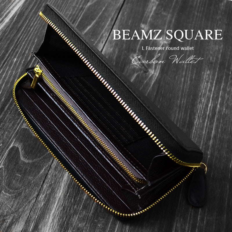 BEAMZSQUARE　カーボンレザーラウンドファスナー長財布（ゴールドファスナーver.） 1個