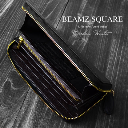 BEAMZSQUARE　カーボンレザーラウンドファスナー長財布（ゴールドファスナーver.） 1個