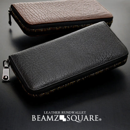 BEAMZSQUARE　銀革（牛革）ラウンドランダムカラーファスナー長財布　BZSQ-3300　 ブラック×1個