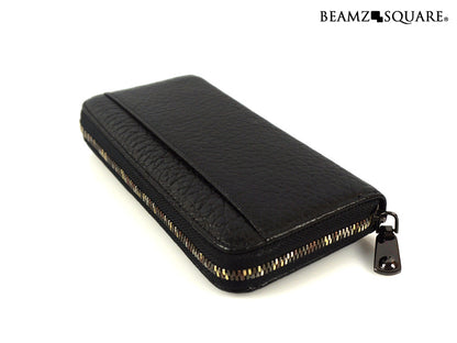 BEAMZSQUARE　銀革（牛革）ラウンドランダムカラーファスナー長財布　BZSQ-3300　 ブラック×1個
