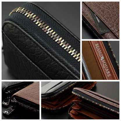 BEAMZSQUARE　銀革（牛革）ラウンドランダムカラーファスナー長財布　BZSQ-3300　 ブラウン×1個