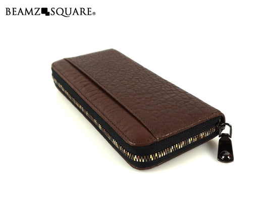 BEAMZSQUARE　銀革（牛革）ラウンドランダムカラーファスナー長財布　BZSQ-3300　 ブラウン×1個