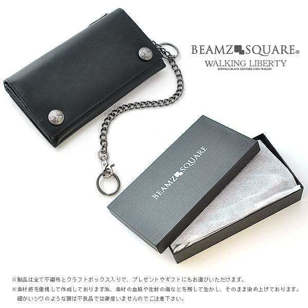 BEAMZSQUARE　バッファローブラックレザーロングウォレットBZSQ-599BK 1個
