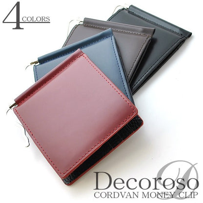 Decoroso馬革×牛革　メンズマネークリップ　CL-1827　 /レッド　1個