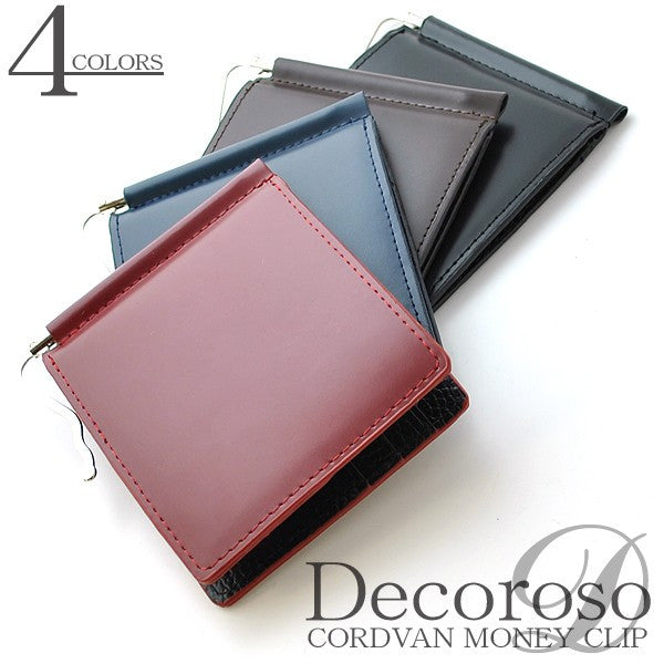 Decoroso馬革×牛革　メンズマネークリップ　CL-1827　 ブラウン　1個