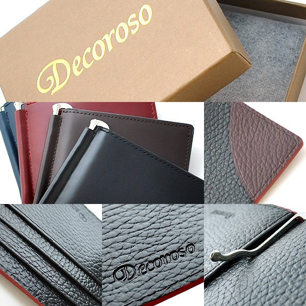 Decoroso馬革×牛革　メンズマネークリップ　CL-1827　 ブラウン　1個