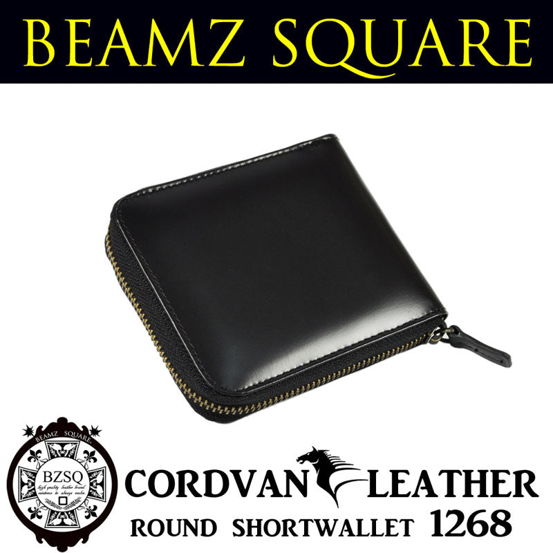 BEAMZSQUARE　馬革ラウンドファスナー短財布　BS-1268　ブラック 1個