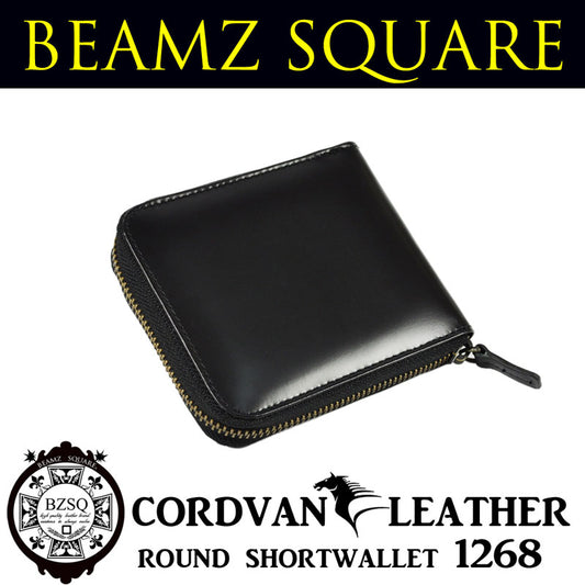 BEAMZSQUARE　馬革ラウンドファスナー短財布　BS-1268　ブラック 1個