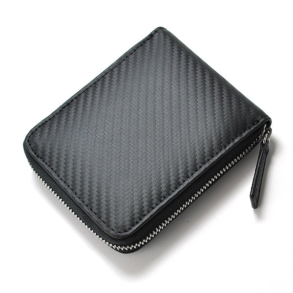 BEAMZSQUARE　カーボンレザーラウンドファスナー式コインケース　BS-92013BK 1個