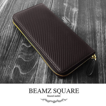 BEAMZSQUARE　カーボンレザーラウンドファスナー長財布（ゴールドファスナーver.）新色ブラウン 1個