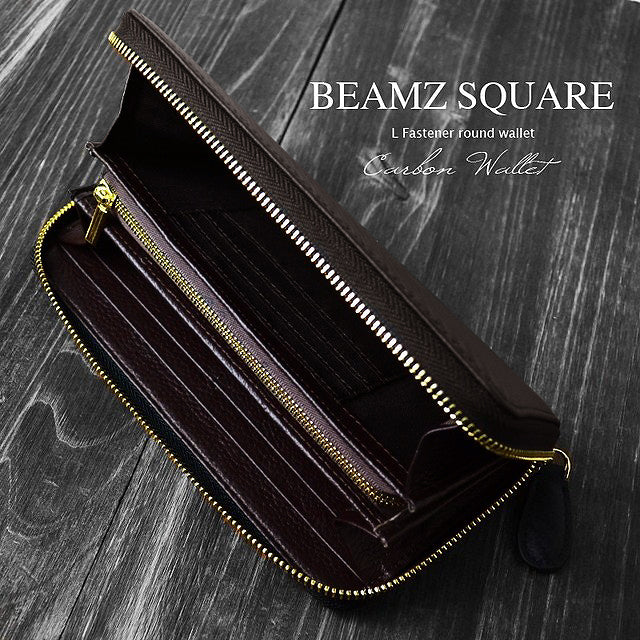 BEAMZSQUARE　カーボンレザーラウンドファスナー長財布（ゴールドファスナーver.）新色ブラウン 1個