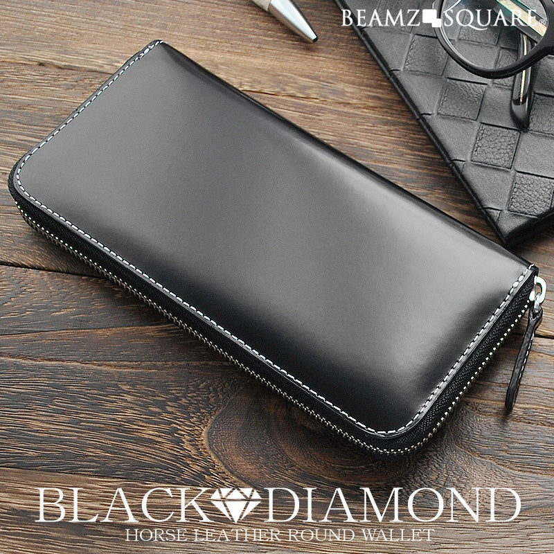 BEAMZSQUARE　ブラックダイヤ馬革ラウンドファスナー長財布　BZSQ-1730　BLACK★DIAMOND’series 1個