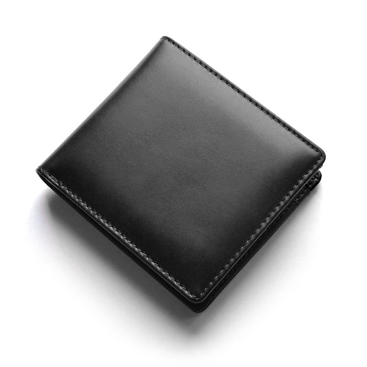 BEAMZSQUARE　銀面牛革オイルドレザーメンズ二つ折り財布　BS-1905　短財布 ブラックカラー1個