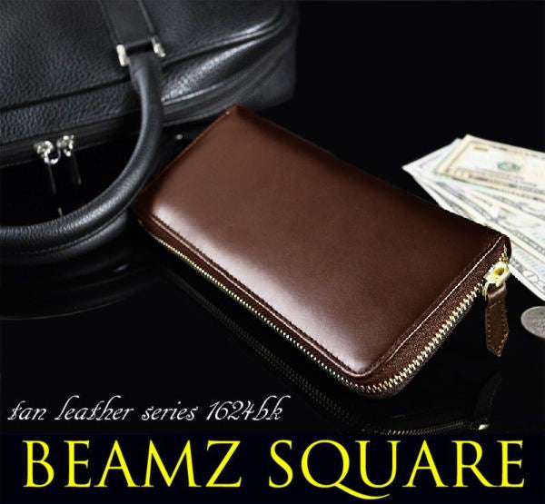 BEAMZSQUARE　ヌメ革ラウンドファスナー長財布（スリムスタイルver.）　BS-1624DBR（ダークブラウン） 1個