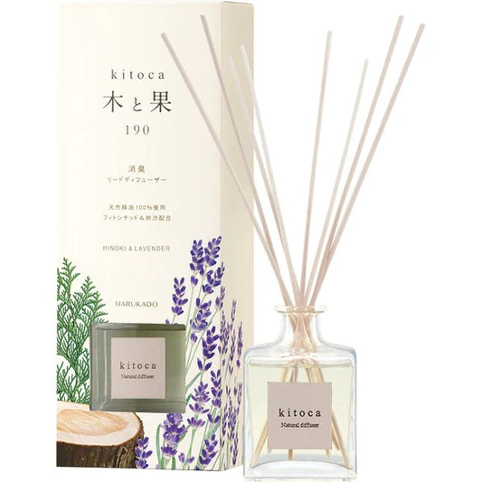【6点セット】 消臭・芳香剤(ディフューザー)木と果(天然精油100％使用)190ml ヒノキ＆ラベンダー