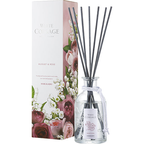 【2点セット】 芳香剤（リードディフューザー） ホワイトコサージュ ミュゲ&ローズ 200ml /日本製 sangoaroma