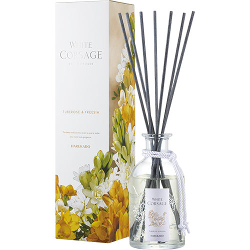 【2点セット】 芳香剤（リードディフューザー） ホワイトコサージュ チュベローズ&フリージア 200ml /日本製 sangoaroma
