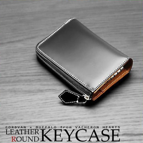 【VACHERON HEARTS】馬革×バッファローレザー（水牛革）キーケース■ブラック×1個