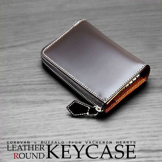 【VACHERON HEARTS】馬革×バッファローレザー（水牛革）キーケース■ブラウン×1個