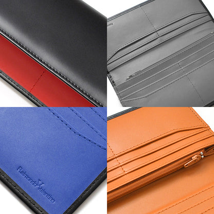 【R・Valentino】馬革紳士長財布　■シンプルなホースレザーロングウォレット 黒/ホワイト×1個